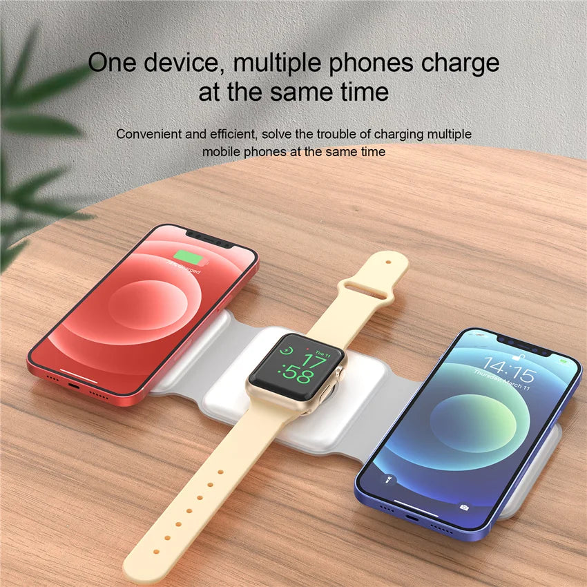 15W 3 in 1 Magnetic Wireless Charger Pad for iPhone 14 13 12