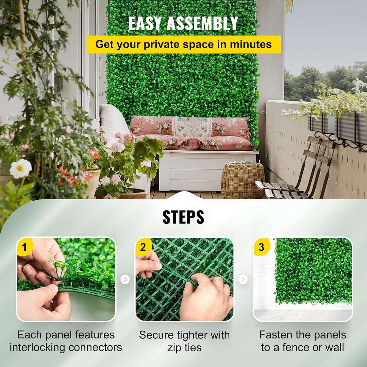 Pack 10 Mur végétal Artificielle Vert 60*40cm MAZARA (UV)