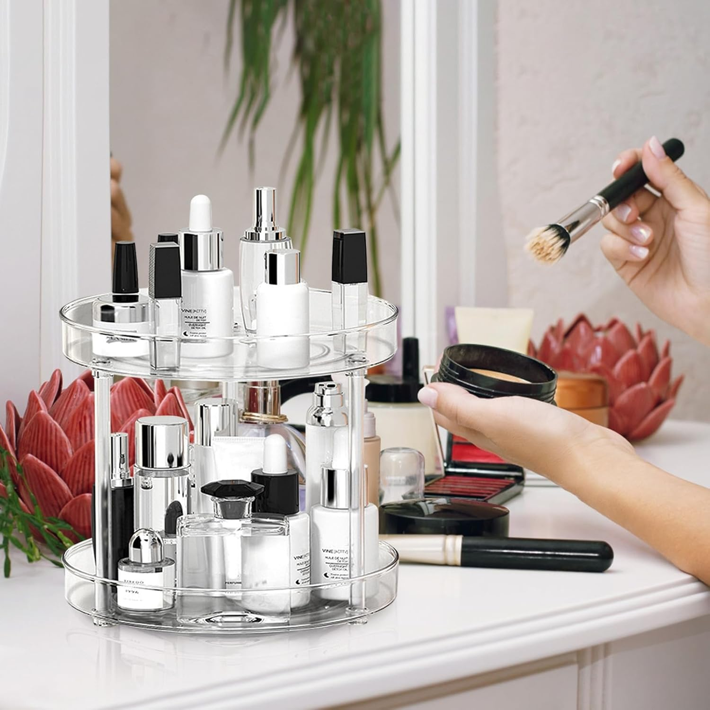 Organiseur à Maquillage à 2 niveaux avec bacs amovibles