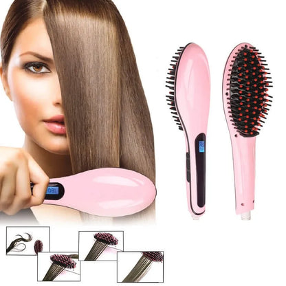 POWTECH HQT-906 Brosse chauffante lissante rose