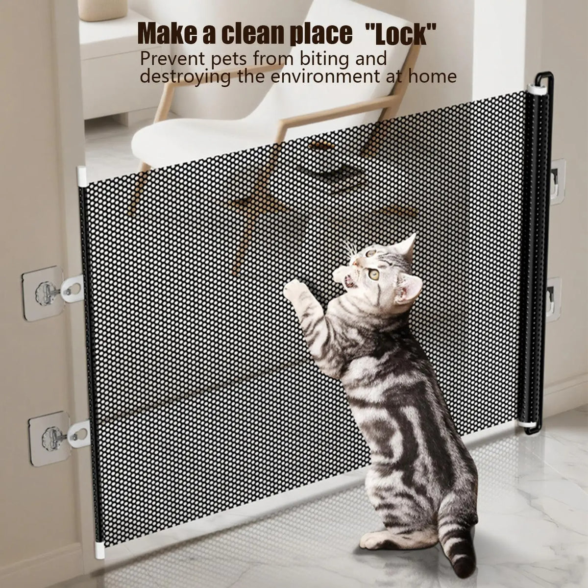 Barrière Sécurité Rétractable Maille - Protection Enfant et animaux domestique