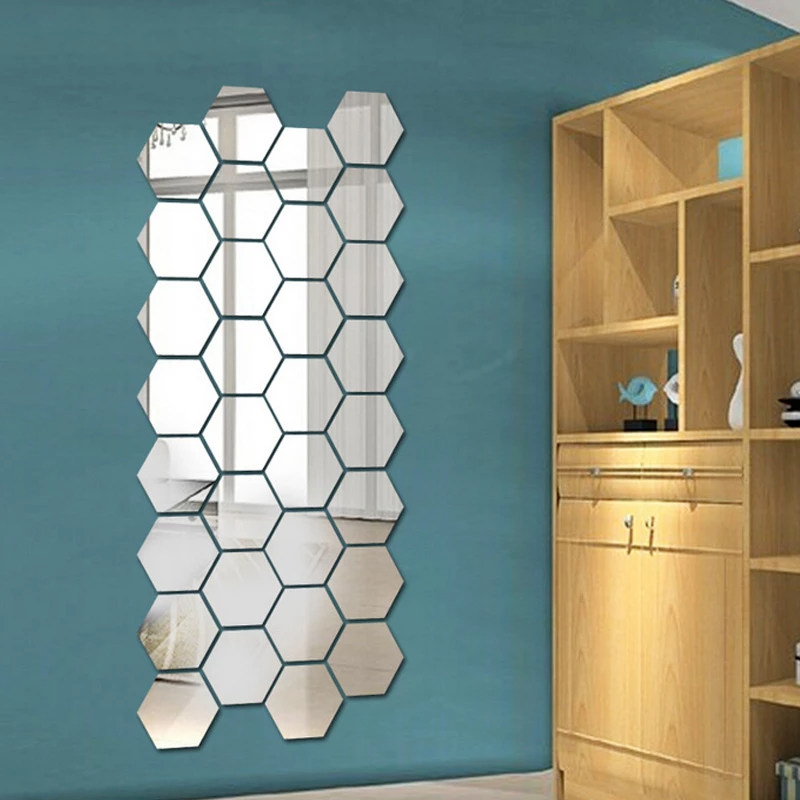 Pack 12 Stickers Miroir Hexagonal – maisonpromotion
